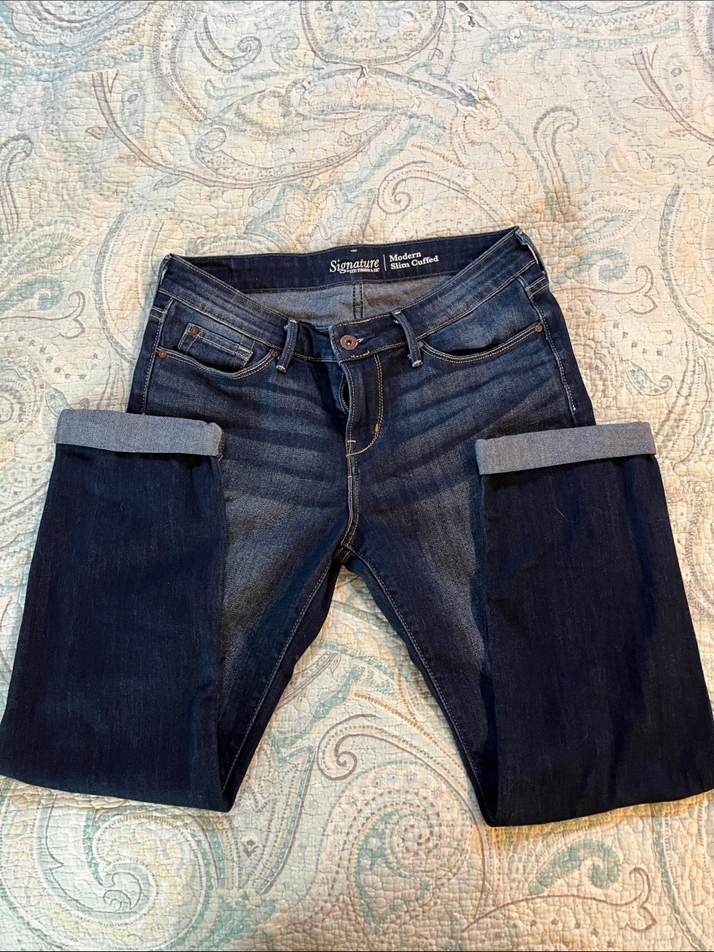Signature by Levi’s Skinny Cuffed Jeans Capris - Dark Indigo